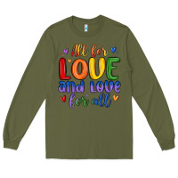 Army Green all for love and love for all Long Sleeve Tee - MaliasSmallBusiness
