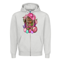 Dove Grey Cowboy Rabbit Easter Zipper Hoodie - BundleAndBundleShop