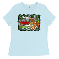 Baby Blue merry and bright  dachshund with farm Ladies Tee - RanaPortraitStore