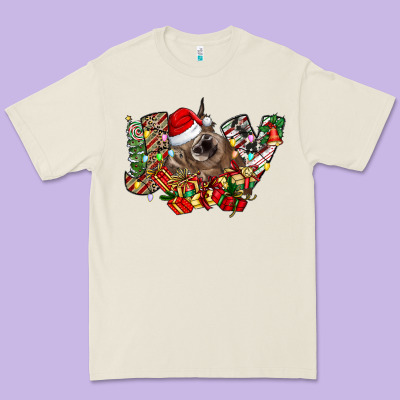 Christmas Joy Highland Cow Premium Tee Designed By Cowhidedigitalart