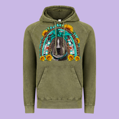 Western Pitbull Rainbow Vintage Hoodie Designed By Artiststas