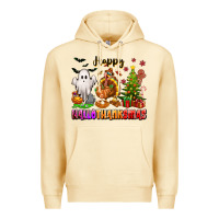Pina Colada Happy Hallothanksmas with ghost turkey and tree Premium Hoodie - texasbilliewilder