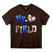 Chocolate Brown my heart is on that field baseball Heavy Core Tee - Zillion Design Studio