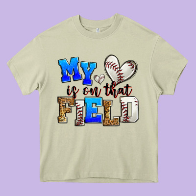 My Heart Is On That Field Baseball Heavy Core Tee Designed By Zillion Design Studio