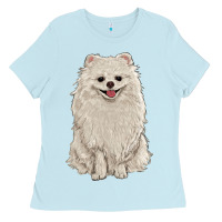 Baby Blue white pomeranian Ladies Tee - RanaPortraitStore