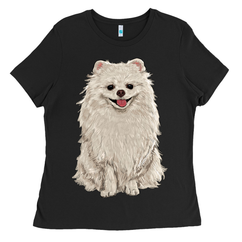 White Pomeranian Ladies Tee by RanaPortraitStore | Teevron