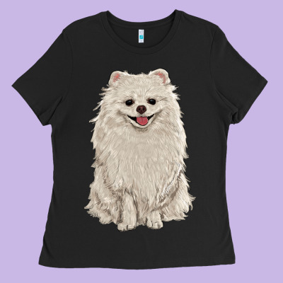 White Pomeranian Ladies Tee Designed By Ranaportraitstore