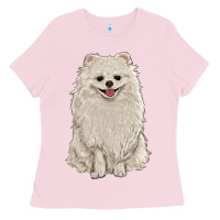 Bubblegum Pink white pomeranian Ladies Tee - RanaPortraitStore