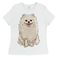 White white pomeranian Ladies Tee - RanaPortraitStore