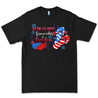 Black Flip flops fireworks & freedom 4th of july Premium Tee - CowGirlArtShop