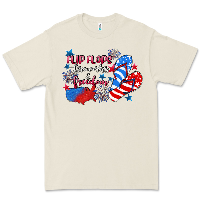 Flip Flops Fireworks & Freedom 4th Of July Premium Tee by CowGirlArtShop | Teevron
