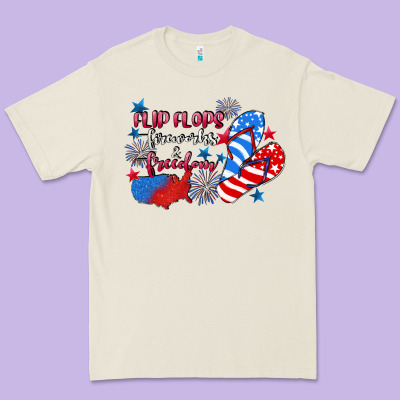 Flip Flops Fireworks & Freedom 4th Of July Premium Tee Designed By Cowgirlartshop