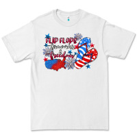 White Flip flops fireworks & freedom 4th of july Premium Tee - CowGirlArtShop