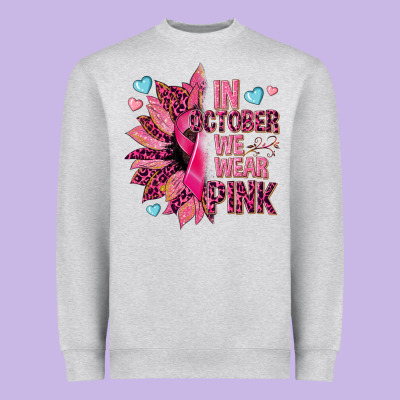 In October We Wear Pink Heavyweight Sweatshirt Designed By Nancycooperartshop