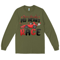 Army Green you make my heart race valentine's day Long Sleeve Tee - MaliasSmallBusiness