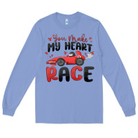 Colony Blue you make my heart race valentine's day Long Sleeve Tee - MaliasSmallBusiness