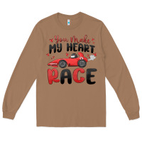 Toasted Coconut you make my heart race valentine's day Long Sleeve Tee - MaliasSmallBusiness