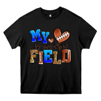 Black my heart is on that field american football Heavy Core Tee - Zillion Design Studio