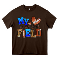 Chocolate Brown my heart is on that field american football Heavy Core Tee - Zillion Design Studio
