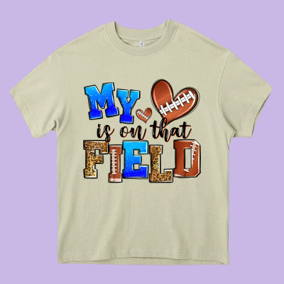 My Heart Is On That Field American Football Heavy Core Tee Designed By Zillion Design Studio