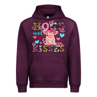 Mauve Wine hogs and kisses pig  olivia Urban Hoodie - OliviaCreatesArt