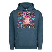 Pigment Midnight Navy hogs and kisses pig  olivia Urban Hoodie - OliviaCreatesArt