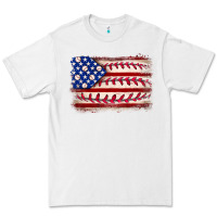 White Baseball American flag Premium Tee - Neo Western