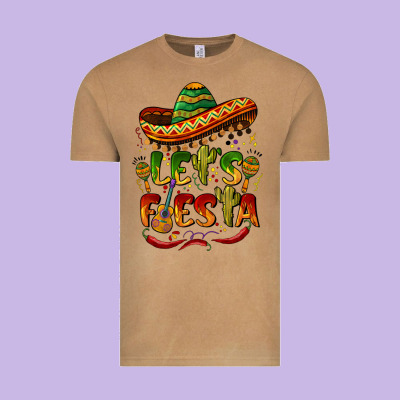 Let's Fiesta Mexican Hat Vintage Tee Designed By Barkaloodesign