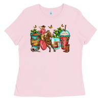 Bubblegum Pink cowgirl coffee cups Ladies Tee - Zillion Design Studio