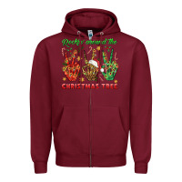 Burgundy Rockin' Around The Christmas Tree Zipper Hoodie - BundleAndBundleShop