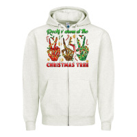 Oatmeal Heather Rockin' Around The Christmas Tree Zipper Hoodie - BundleAndBundleShop