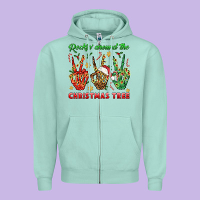 Rockin' Around The Christmas Tree Zipper Hoodie Designed By Bundleandbundleshop