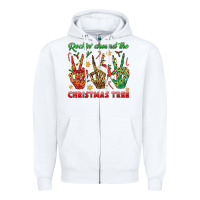 White Rockin' Around The Christmas Tree Zipper Hoodie - BundleAndBundleShop