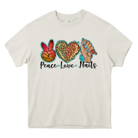 Cream peace love nails Heavy Core Tee - BarkalooDesign