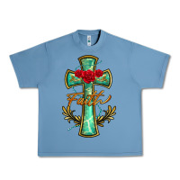 Pebble Blue cross faith Urban Heavy Tee - BarkalooDesign