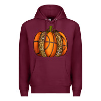Burgundy Basketball Pumpkin Premium Hoodie - texasbilliewilder