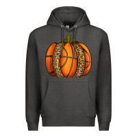 Charcoal Heather Basketball Pumpkin Premium Hoodie - texasbilliewilder