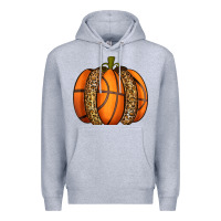 Heather Grey Basketball Pumpkin Premium Hoodie - texasbilliewilder