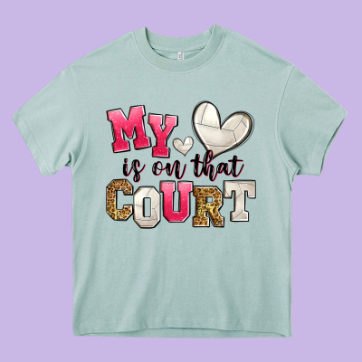 My Heart Is On That Court Volleyball Heavy Core Tee Designed By Zillion Design Studio
