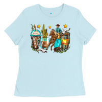 Baby Blue cowboy coffee cups Ladies Tee - Zillion Design Studio