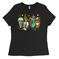 Black cowboy coffee cups Ladies Tee - Zillion Design Studio