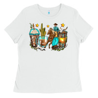White cowboy coffee cups Ladies Tee - Zillion Design Studio