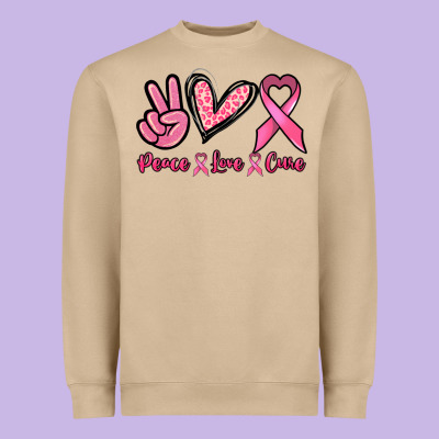 Peace Love Cure Heavyweight Sweatshirt Designed By Nancycooperartshop