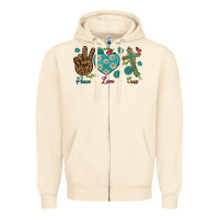 Sandshell Peace Love Cross Zipper Hoodie - BundleAndBundleShop