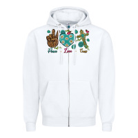 White Peace Love Cross Zipper Hoodie - BundleAndBundleShop