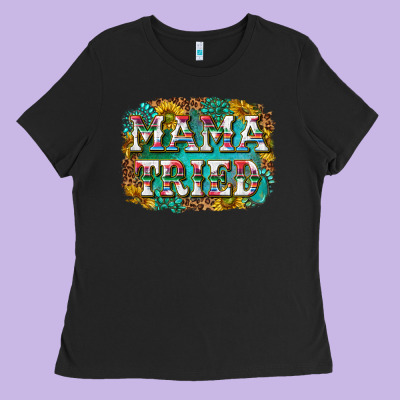 Western Mama Tried With Sunflowers And Gemstone Ladies Tee Designed By Texasbilliewilder