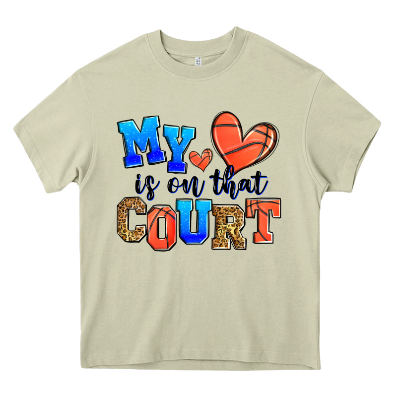 My Heart Is On That Court Basketball Heavy Core Tee by Zillion Design Studio | Teevron