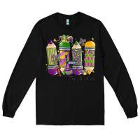 Black mardi gras teacher life Long Sleeve Tee - MaliasSmallBusiness