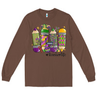Chestnut mardi gras teacher life Long Sleeve Tee - MaliasSmallBusiness
