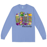 Colony Blue mardi gras teacher life Long Sleeve Tee - MaliasSmallBusiness